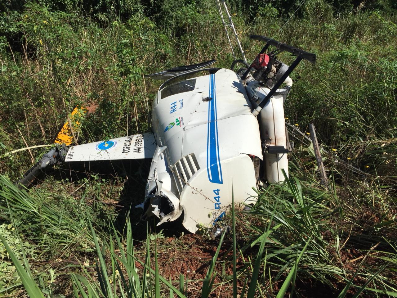 Piloto sobrevive a queda de helicóptero em Cafezal do Sul