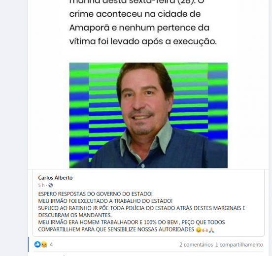 Jornal Ilustrado - Irmão do chefe do IAT assassinado suplica por ajuda de Ratinho Jr.