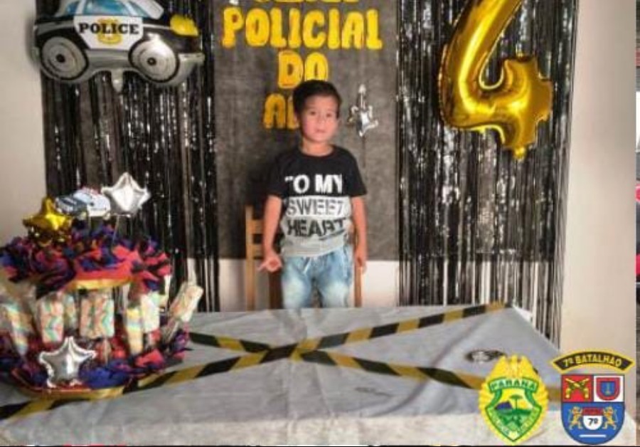 Jornal Ilustrado - PM faz surpresa de aniversário para menino autista em Goioerê  
