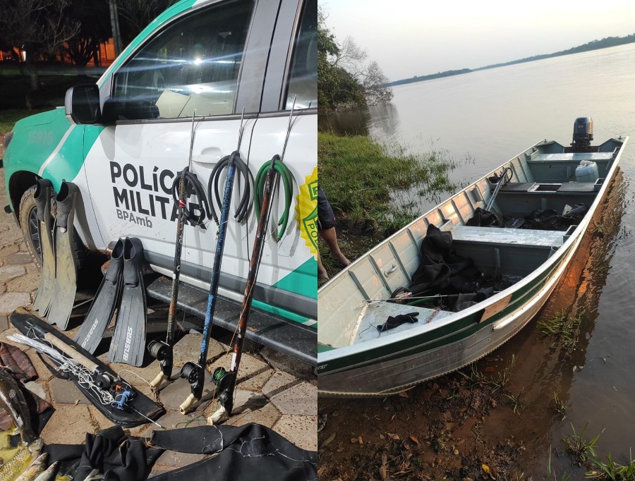 Polícia Ambiental flagra pesca subaquática irregular no Rio Paraná  