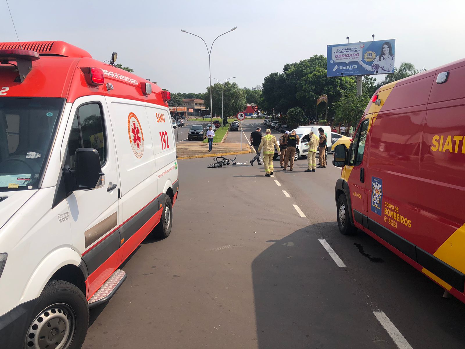 Ciclista sofre ferimento na cabeça em acidente de trânsito em Umuarama 