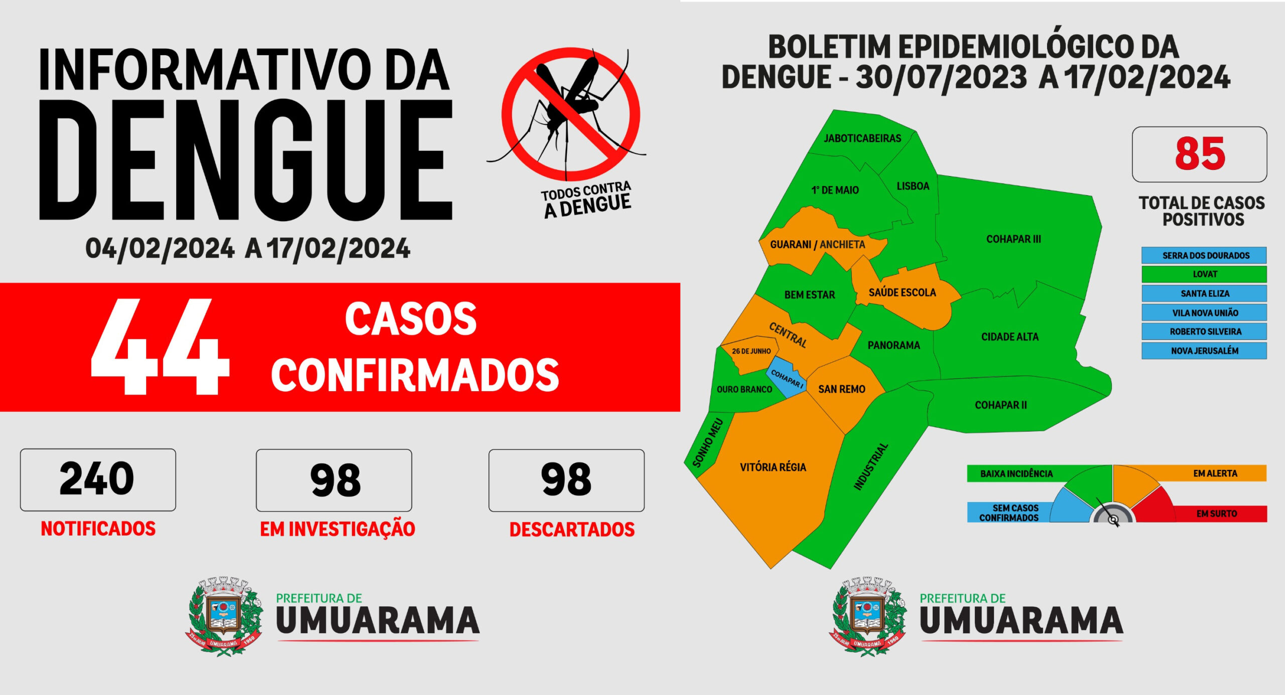 Jornal Ilustrado - Casos de dengue mais que dobram em Umuarama com novas confirmações do Lacen