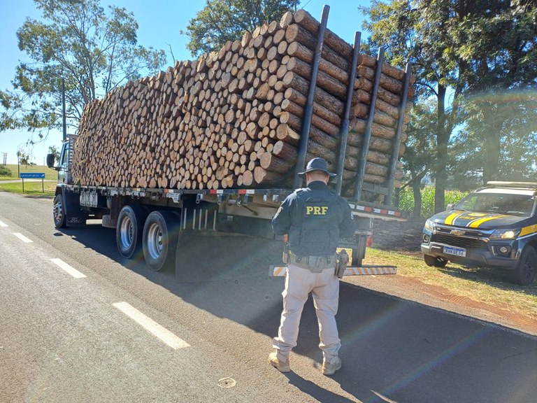 Jornal Ilustrado - PRF flagra caminhão transportando carga de madeira sem amarração no Paraná 