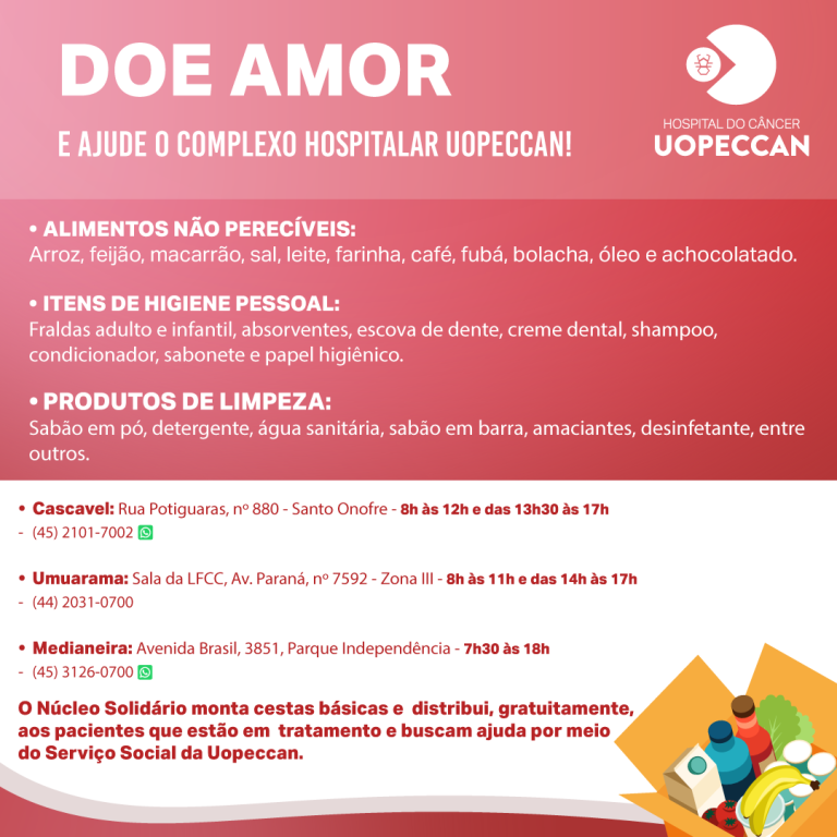 Jornal Ilustrado - Uopeccan solicita doações de alimentos para pacientes em tratamento oncológico