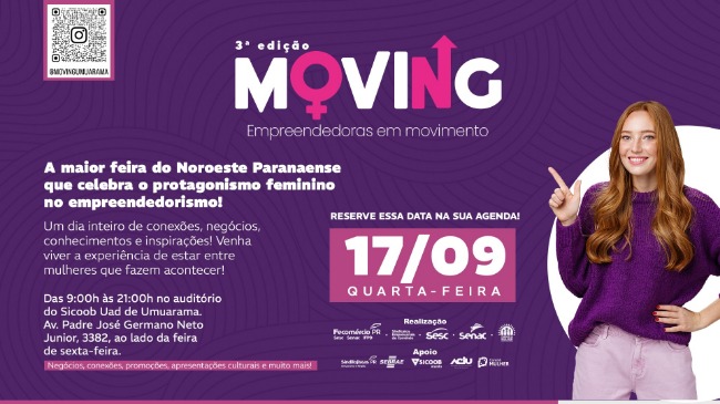 3ª edição do Moving – Empreendedoras em Movimento acontece amanhã em Umuarama