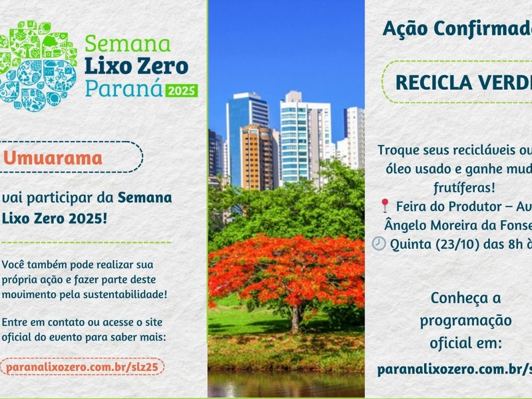 Semana Lixo Zero terá troca de recicláveis por mudas frutíferas