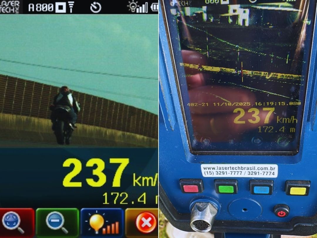 Motociclista é flagrado a 237 km/h em rodovia do Paraná