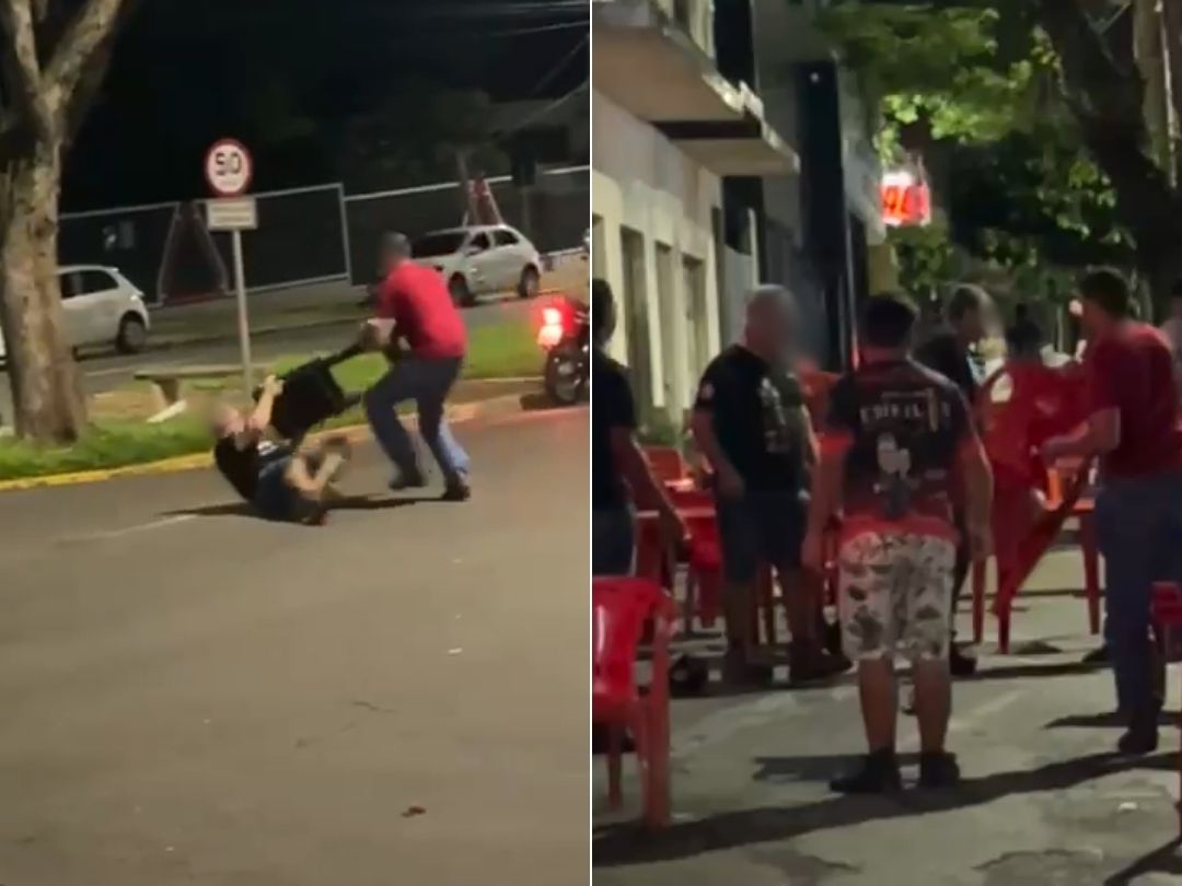 Vídeos mostram homens usando cadeiras e pedaço de pau durante briga em bar na av. Tiradentes