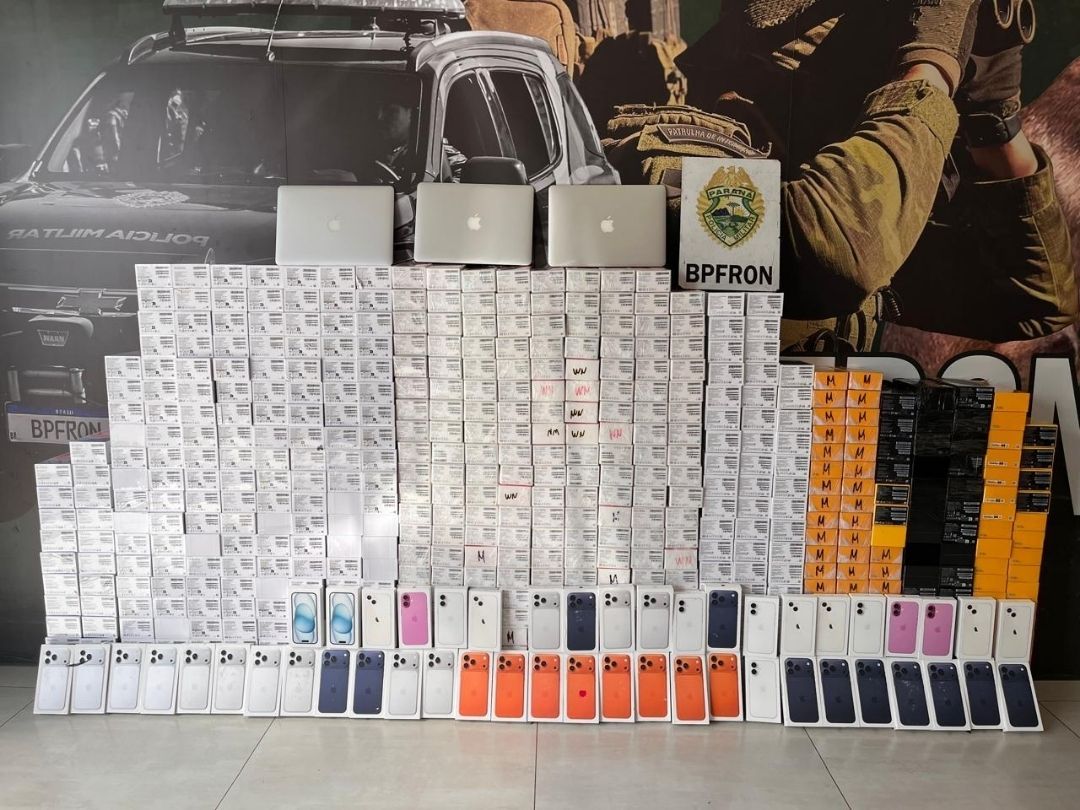 Mais de R$ 1,5 milhão em eletrônicos contrabandeados são apreendidos na PR-323
