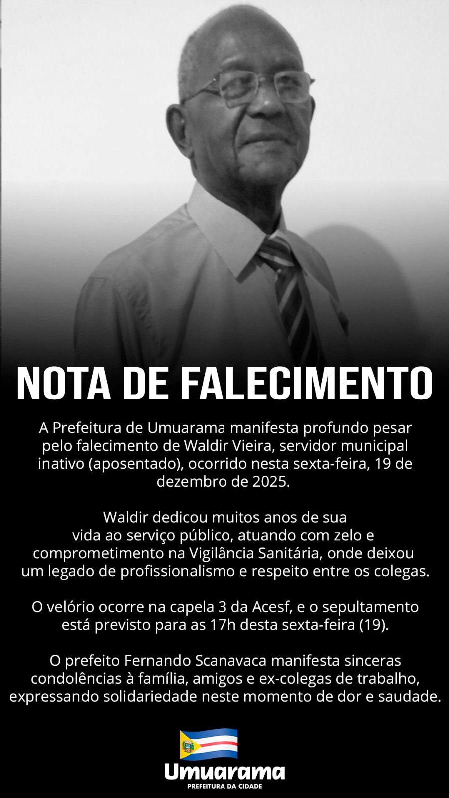 Jornal Ilustrado - Prefeitura lamenta morte de Waldir Vieira