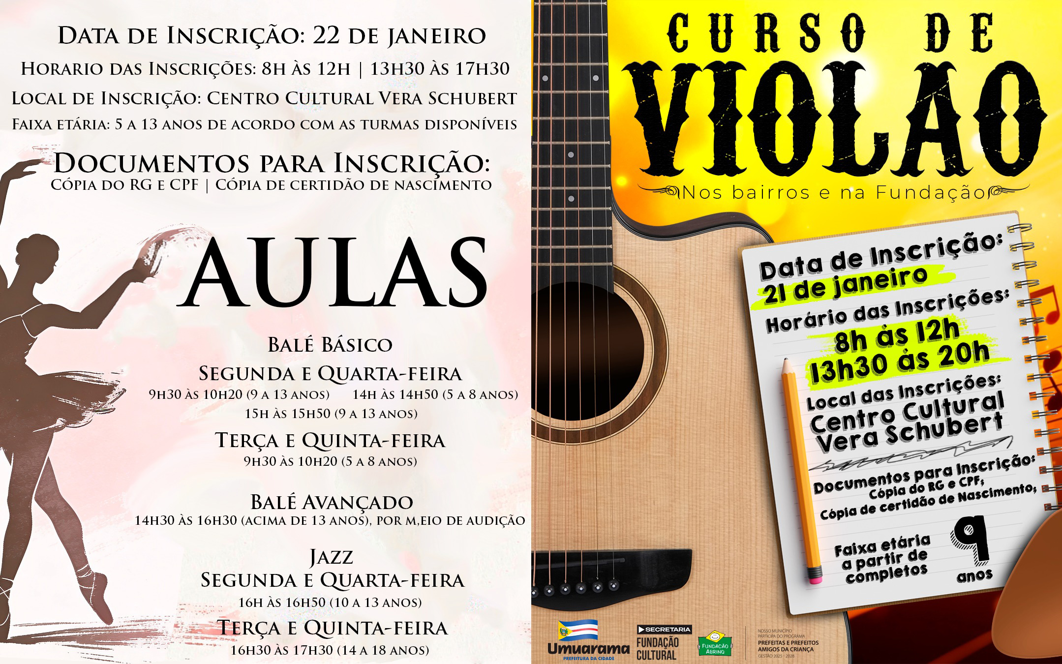 Jornal Ilustrado - Fundação Cultural de Umuarama abre inscrições para cursos e oficinas