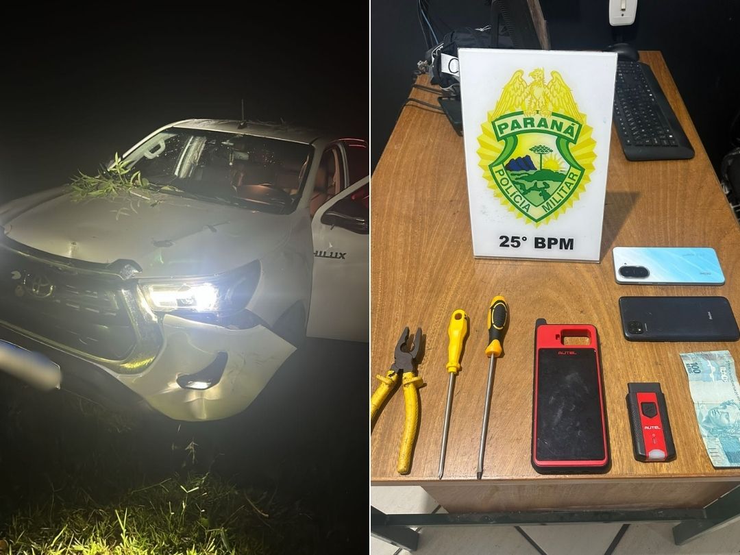 Duas caminhonetes Hilux furtadas são recuperadas em menos de 24 horas