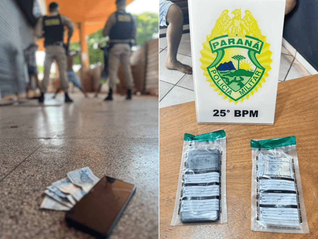 Dupla é presa após furto em comércio e celular é recuperado em Umuarama