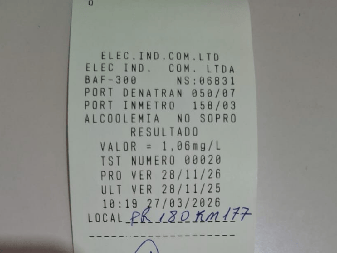 Motorista embriagado é preso após dirigir em zigue-zague na PR-180