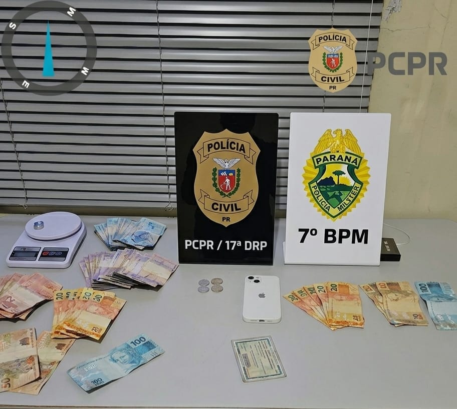 Polícia prende suspeito de tráfico e apreende dinheiro e adolescente durante ação em Mariluz