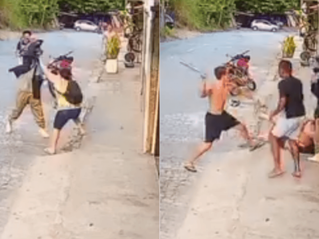 Homem tenta matar ex com machadinha, mas é morto por pedestre com barra de ferro; VÍDEO