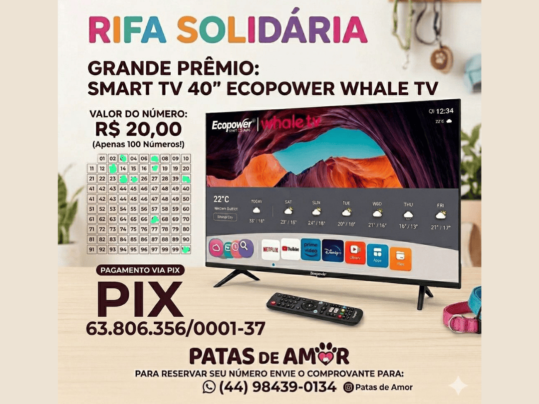 Patas de Amor promove rifa solidária para ajudar animais resgatados em Umuarama