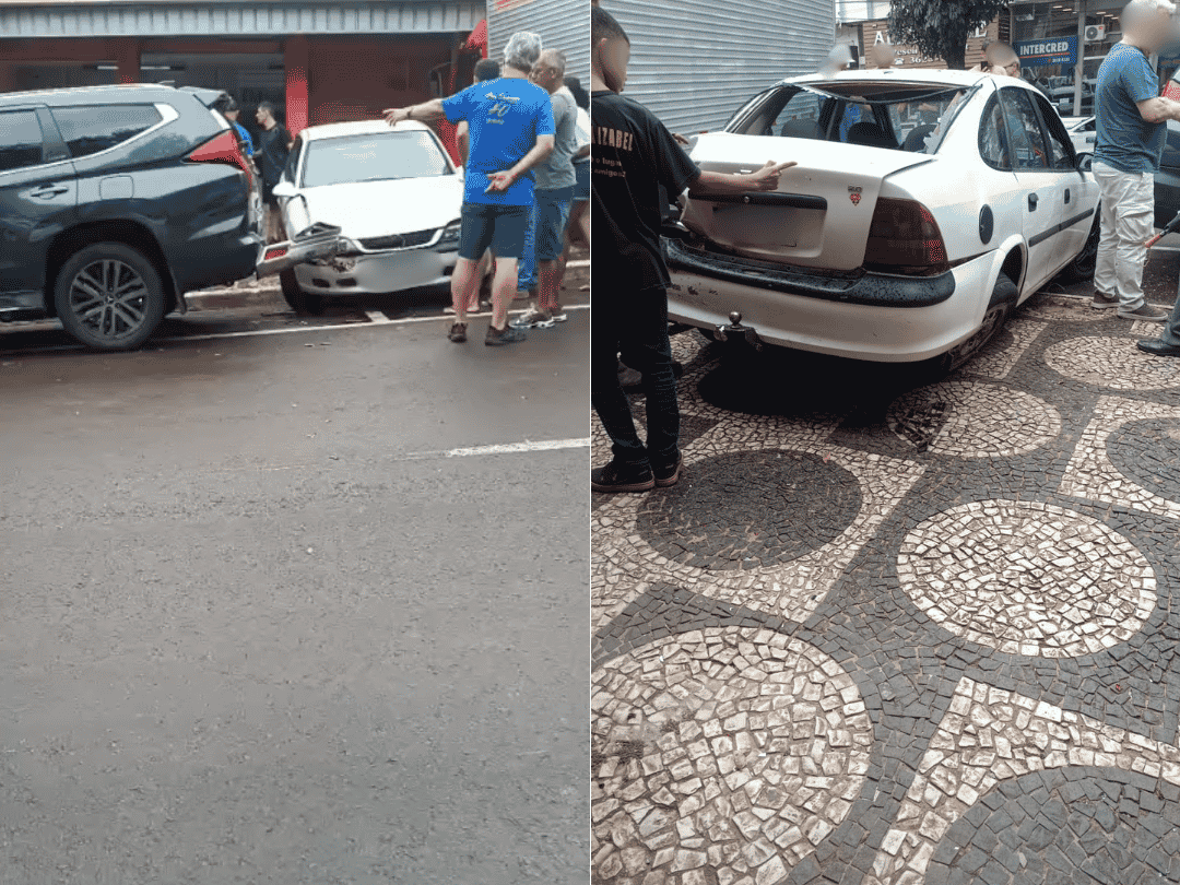 Caminhão perde controle e atinge três veículos no Centro de Umuarama