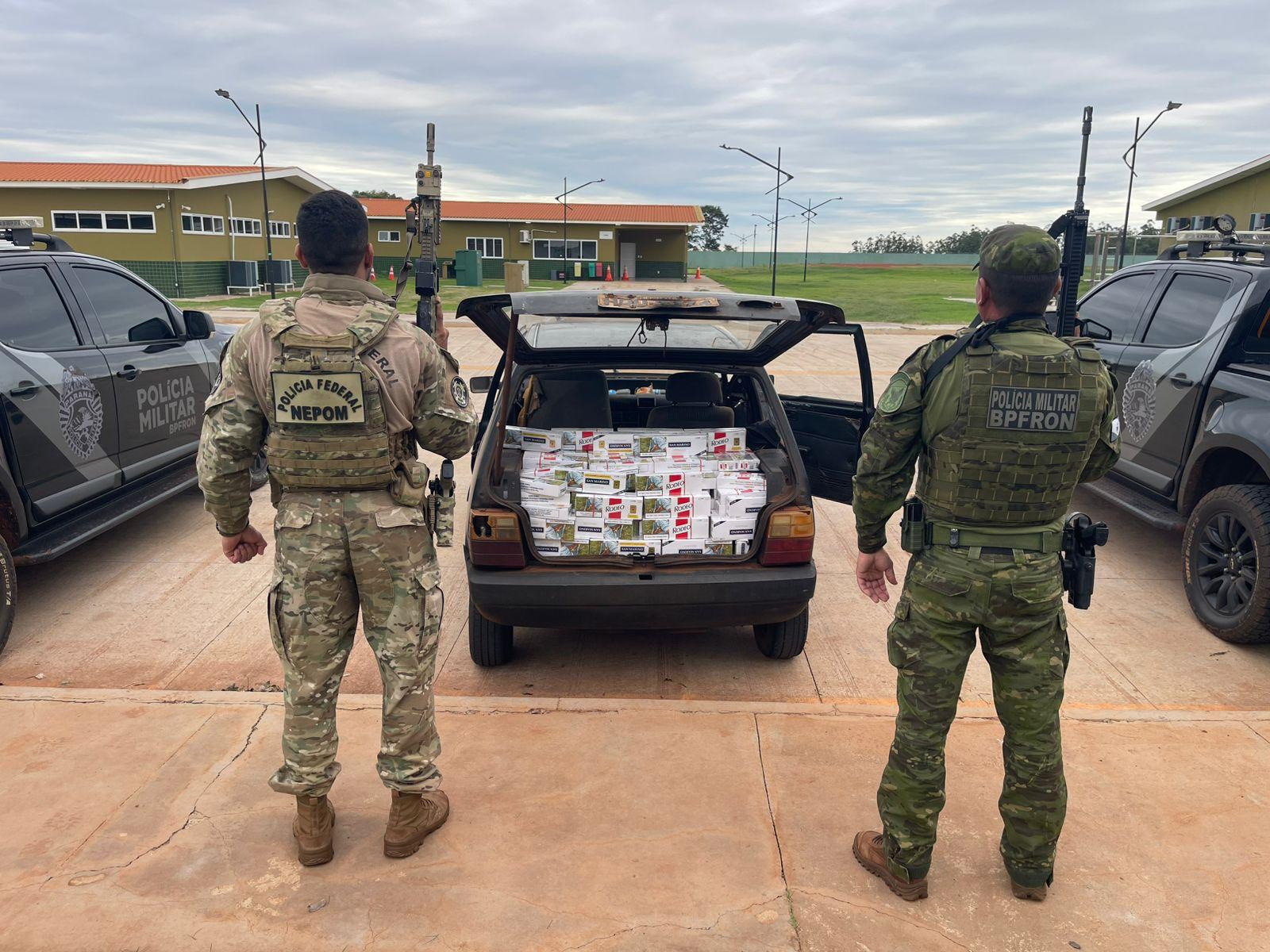 PF e BPFron apreendem carga de cigarros contrabandeados em Terra Roxa 