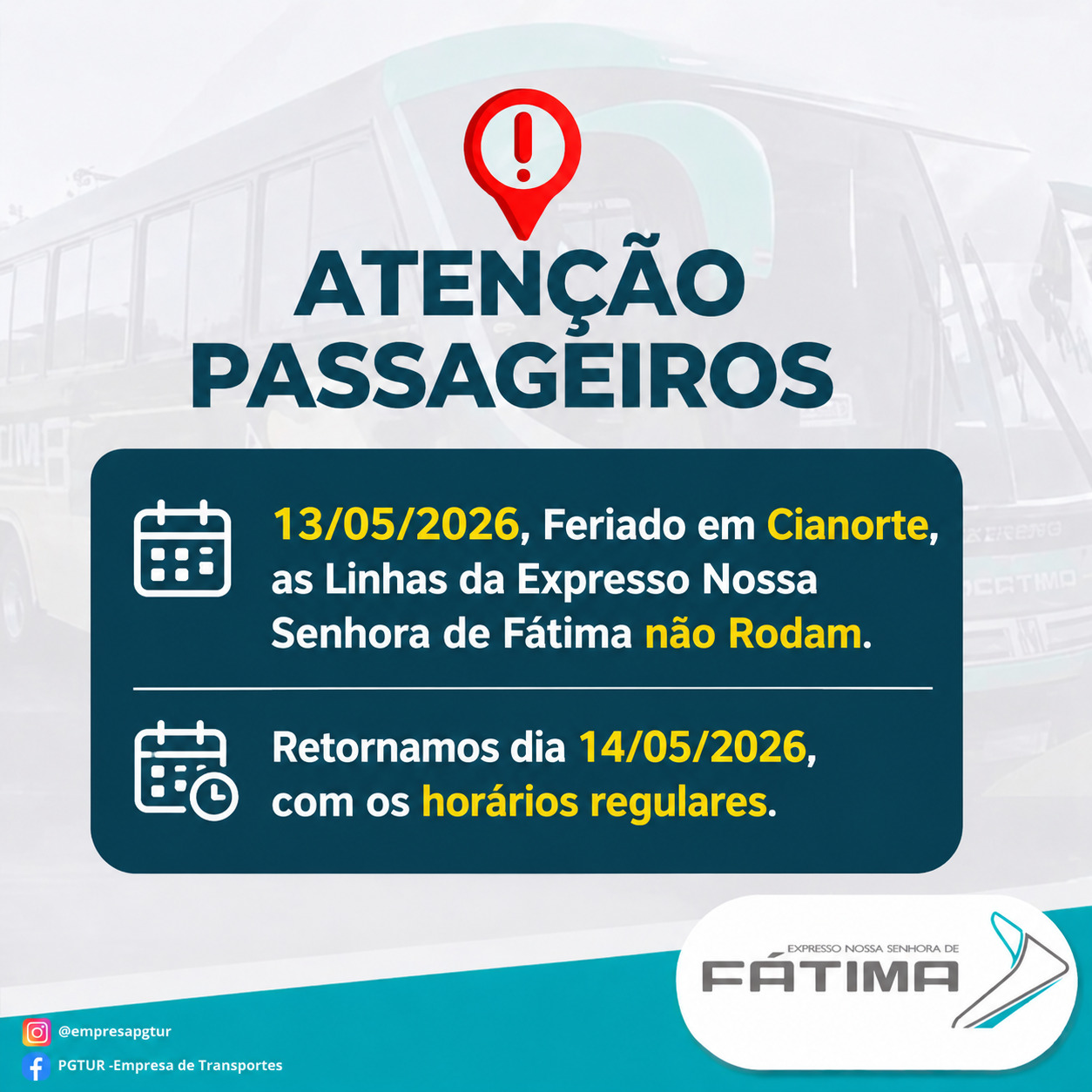 Jornal Ilustrado - Linha de ônibus da Expresso Nossa Senhora de Fátima não circulará no feriado em Cianorte