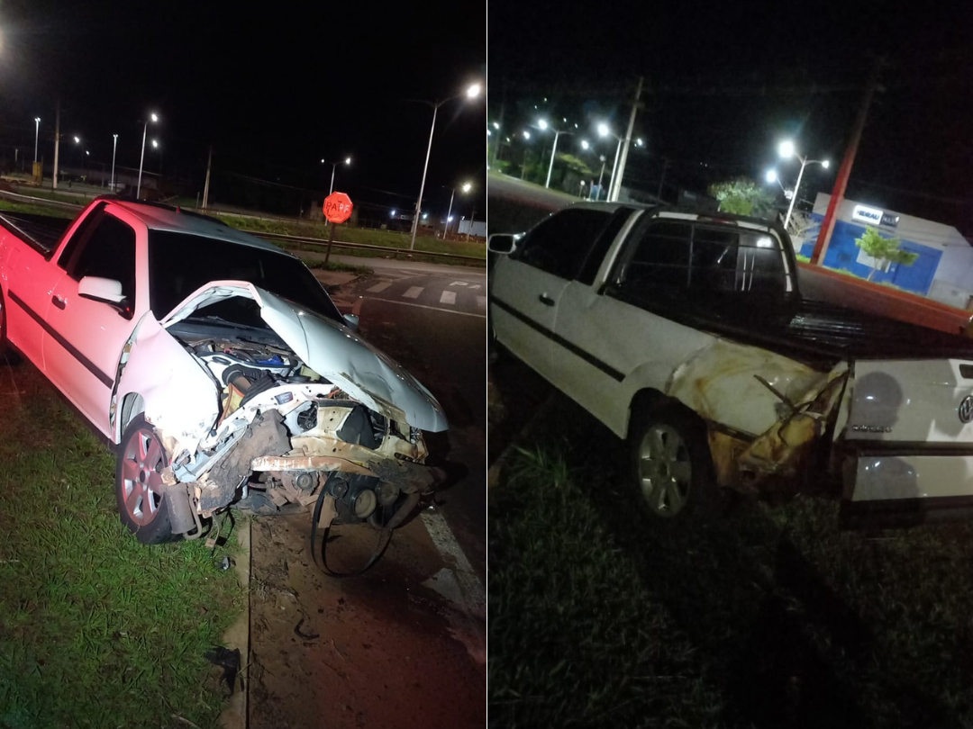 Acidente entre Saveiro e caminhão de ração é registrado no Trevo Gauchão, em Umuarama