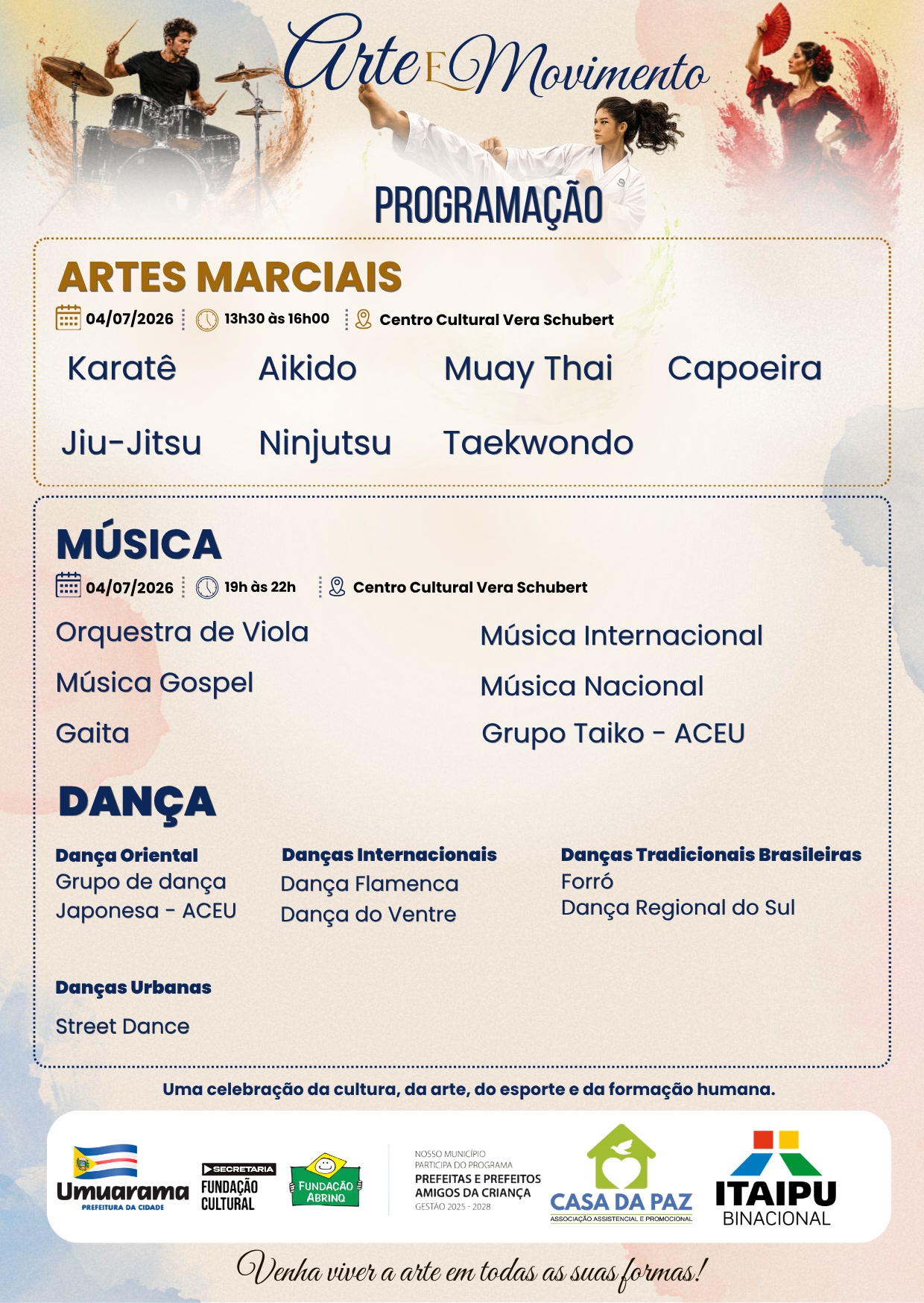 Jornal Ilustrado - Festival Arte e Movimento reúne música, dança, esporte e cultura neste sábado em Umuarama