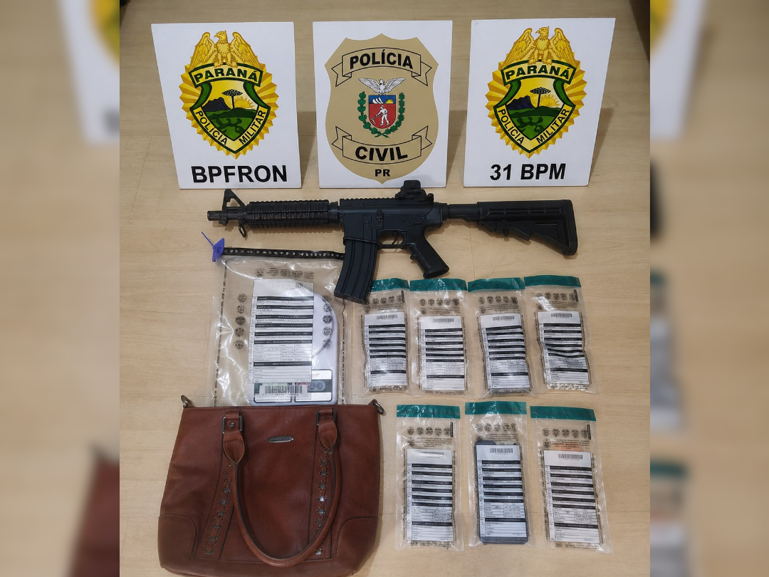 Homem é preso e drogas, munições e simulacro de fuzil são apreendidos em Palotina