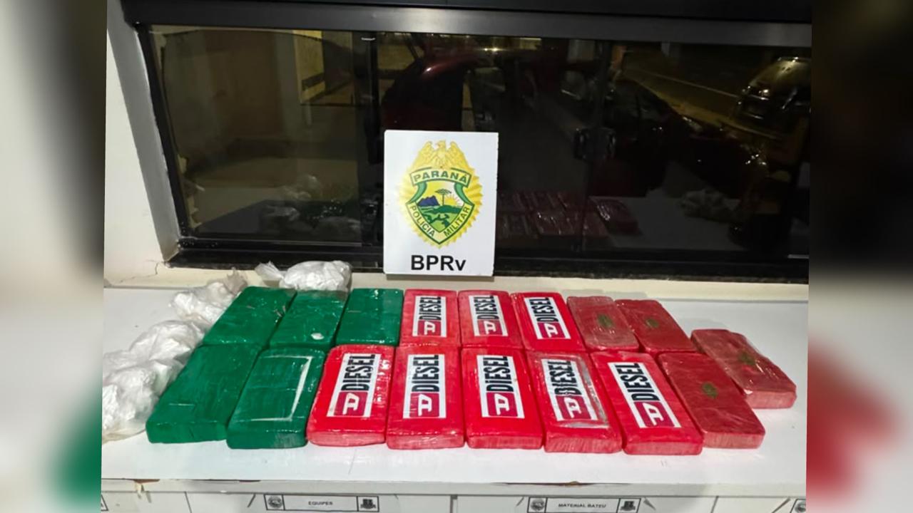 Tanque de combustível escondia quase 20 kg de cocaína e crack na PR-323, em Iporã