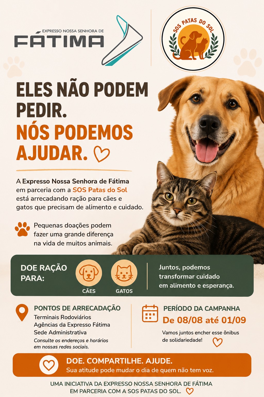 Jornal Ilustrado - O grande jornal do Noroeste do Paraná Jornal Ilustrado - Expresso Fátima e SOS Patas do Sol lançam campanha para arrecadar ração