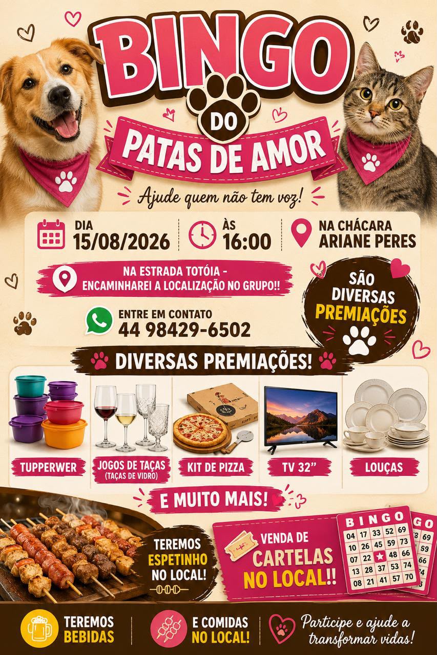 Jornal Ilustrado - O grande jornal do Noroeste do Paraná Jornal Ilustrado - Bingo solidário em prol da causa animal acontece dia 15 de agosto em Umuarama