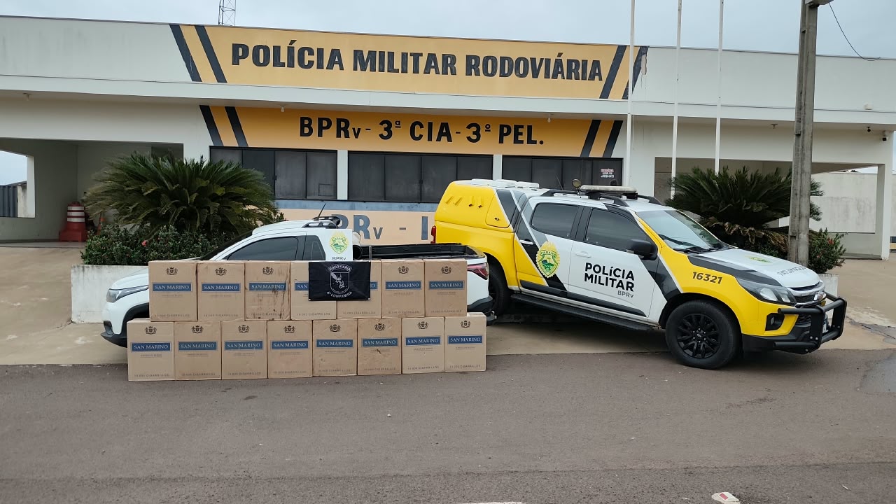Carro carregado com cigarros contrabandeados é apreendido na PR-468 em Umuarama