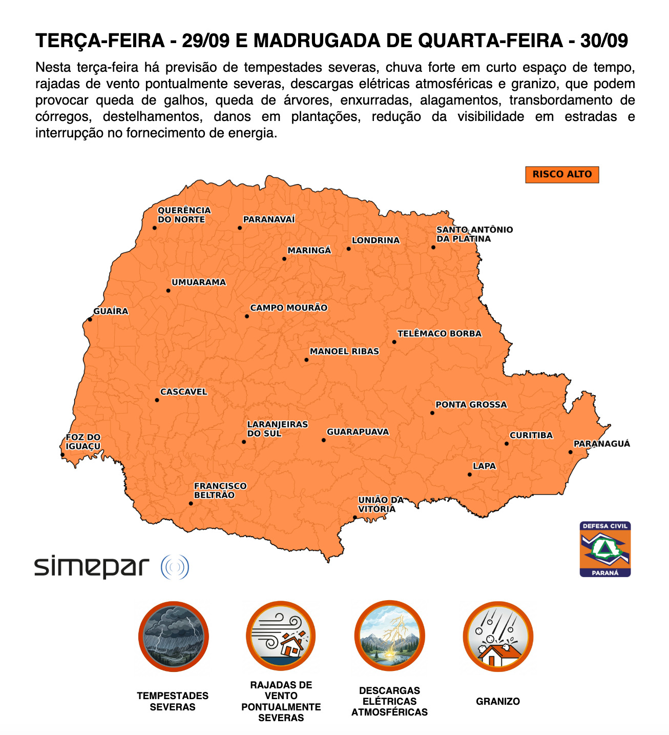 Jornal Ilustrado - Defesa Civil alerta para risco de temporais e chuva forte em Umuarama
