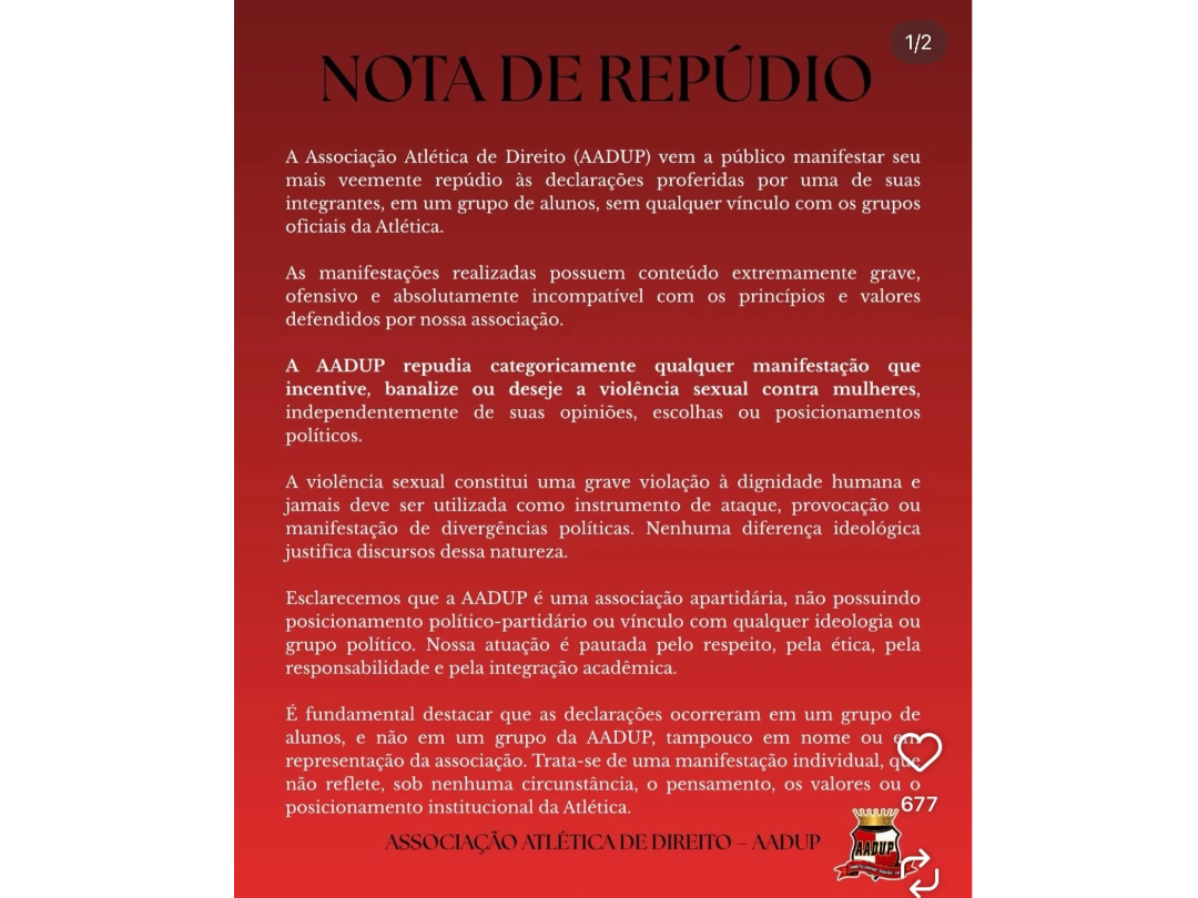 Jornal Ilustrado - “Espero que sejam estupradas todas que votaram em Lula”, escreve acadêmica de direito da Unipar