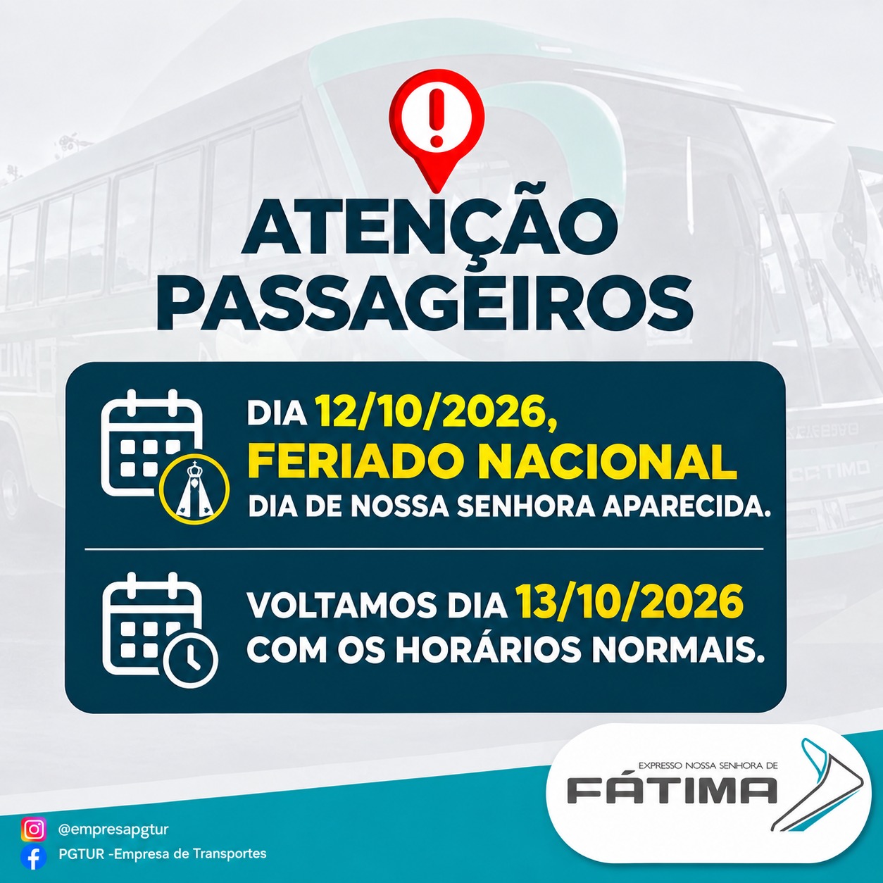 Jornal Ilustrado - Expresso Nossa Senhora de Fátima suspende linhas no feriado de Nossa Senhora Aparecida
